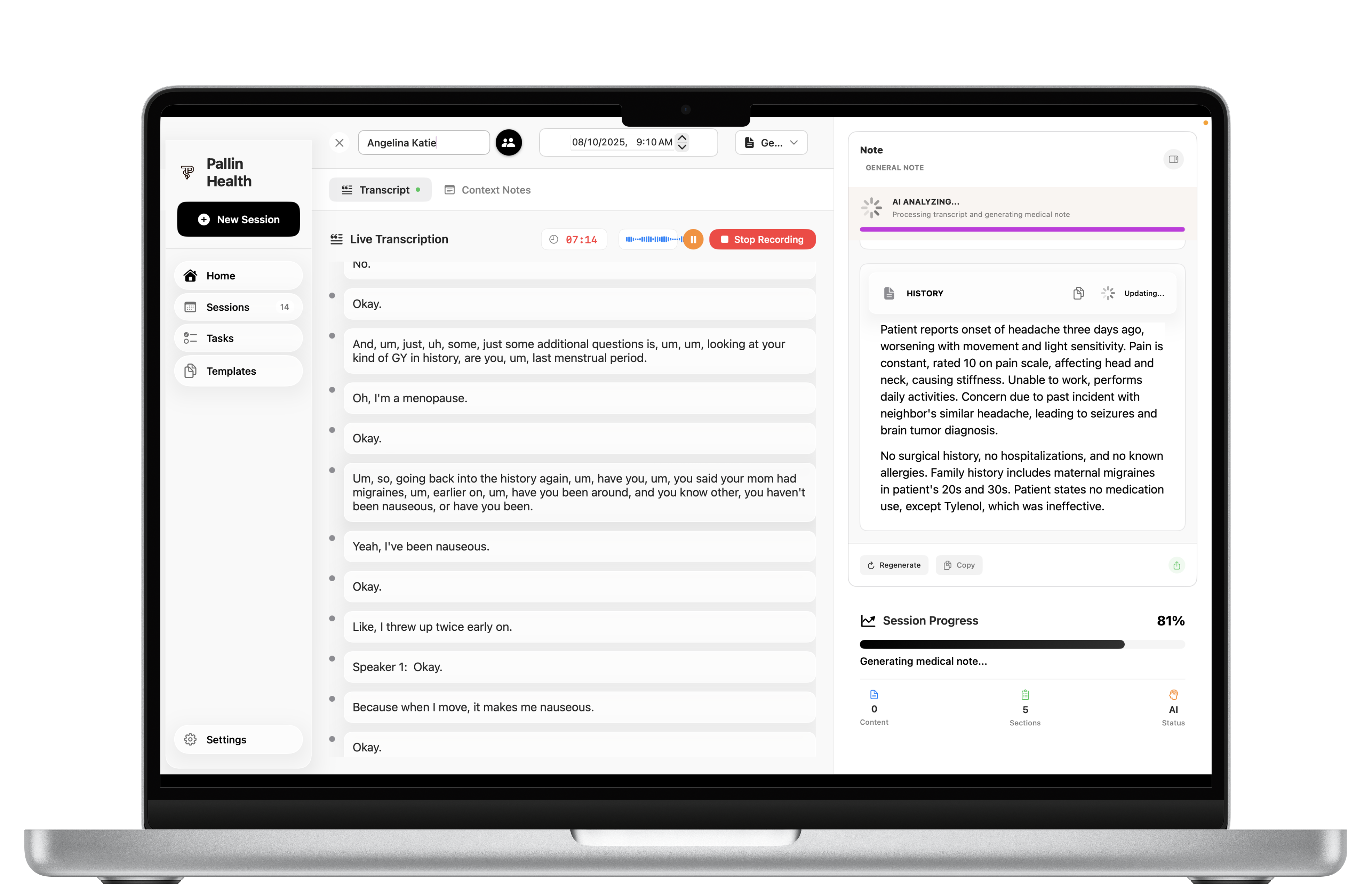 Pallin Health on laptop